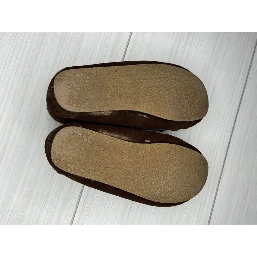 Minnetonka Brown Suede Leather Moccasin Slippers Comfort‎ Shoes Size 4